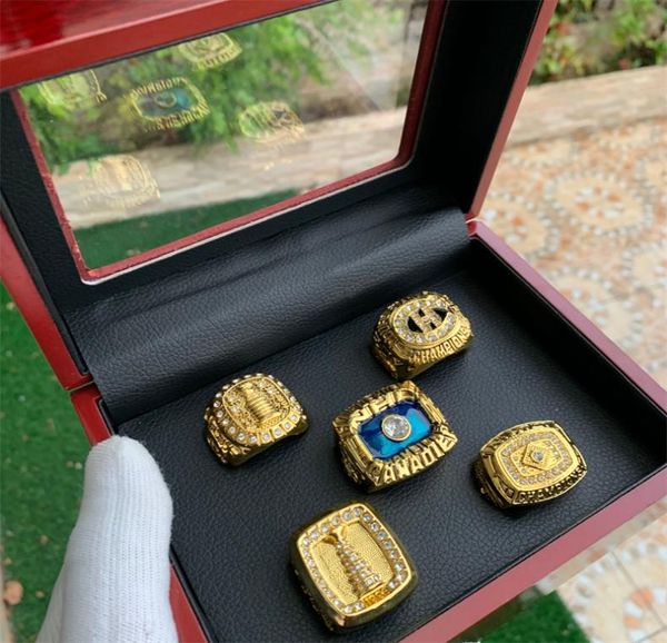 

championship ring set with wooden box 5pcs together fan gift 18k gold plated whole for men1691598, Silver