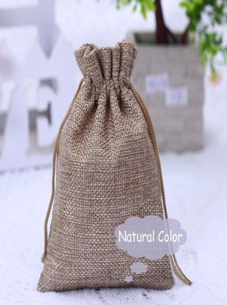 

whole 5 colors 100pcs burlap bags with drawstring gift jute bags included cotton lining size 35quotx47quot 9x12cm 3035732, Pink;blue