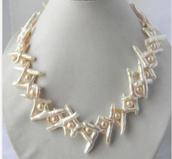 

amazing 20mmx35mm white baroque freshwater pearl silver necklace4466670