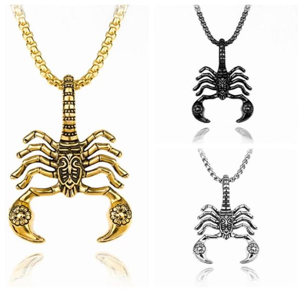 

9pcs alloy scorpion pendant necklace men women hip hop long chain punk rock jewelry gift1246757, Silver