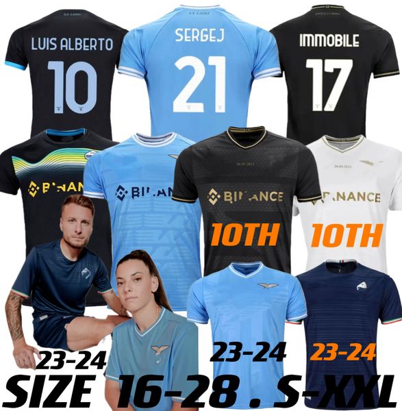 

22 23 24 lazio soccer jerseys sergej 2023 2024 laz anniversary football shirt pedro luis alberto immobile men kids kits maglia da calcio siz, Black