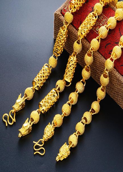 

24k plated new vietnam alluvial gold necklace pendant gold chain buddha beads faucet mens domineering thick crazy high color reten1846405, Silver