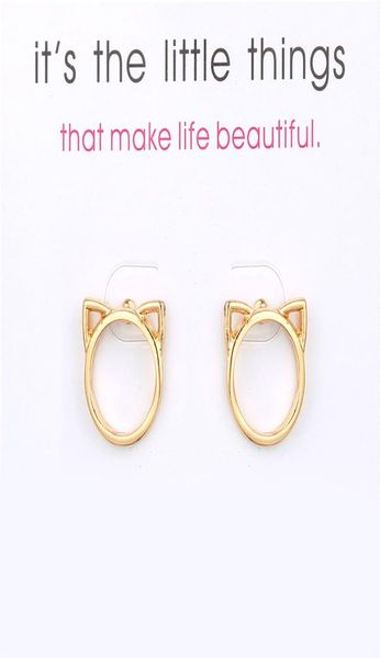 

cute cat ears earrings alloy exquisite gold silver color stud earrings women039s sweet exquisite card jewelry gifts2736091, Golden;silver
