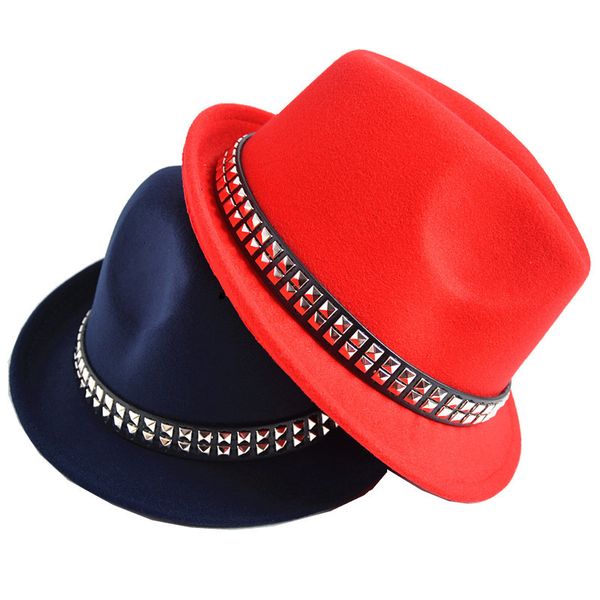 

wide brim hats bucket hats men women fedora hats soft felt fahion dance performance hats and caps with rivet stingy brim jazz caps for gh65, Blue;gray
