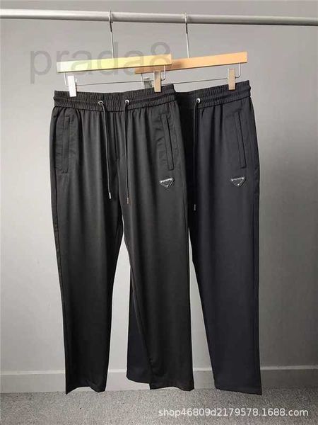 

men's pants designer 2023s summer triangle standard thin casual loose ice silk breathable trend, Black