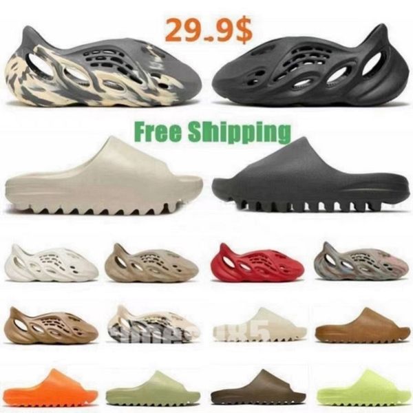 

yeezys slide sandals slippers runners slide yeezys slides running yeezies sulfur stone sage mineral blue pure sand resin belt men ladies bea, Black