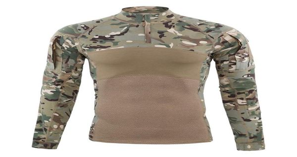 

men039s long sleeve army camouflage quick dry tshirts tactical combat sports tee shirt outdoor uvprotection 14 zip pullover 4909741, Black;green