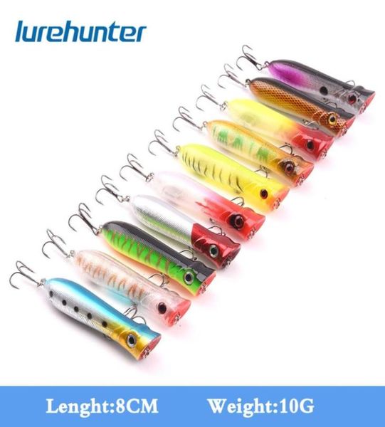 

new 10pcs 8cm11g laser popper fishing lures isca artificial hard fishing tackle 10 colors pesca minnow crankbait79856733841272