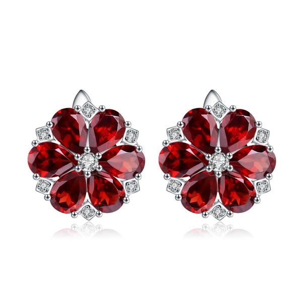 

light luxury earring for women garnet earrings european and american fashion earrings silver inlaid natural colorful treasure earrings, Golden;silver