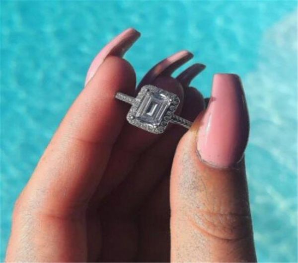 

vecalon stunning promise ring 925 sterling silver emeald cut diamond cz engagement wedding band rings for women bridal jewelry9066397, Slivery;golden