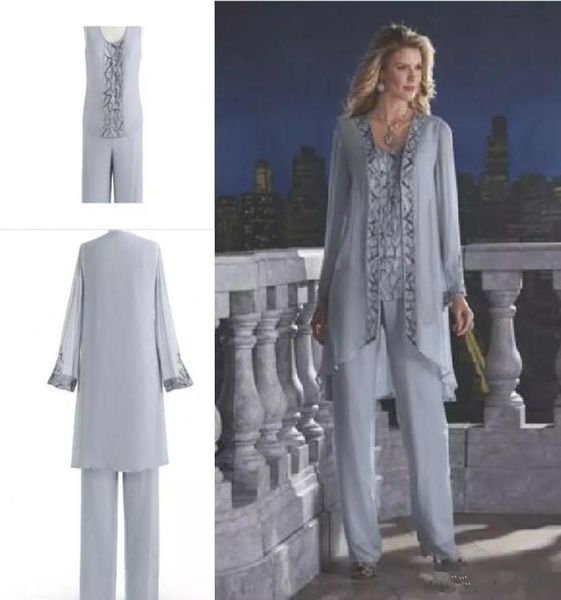 

2018 new arrival mother of the bride threepiece pant suit lace chiffon beach wedding mother039s groom dress long sleeve weddin8505499, Black;red
