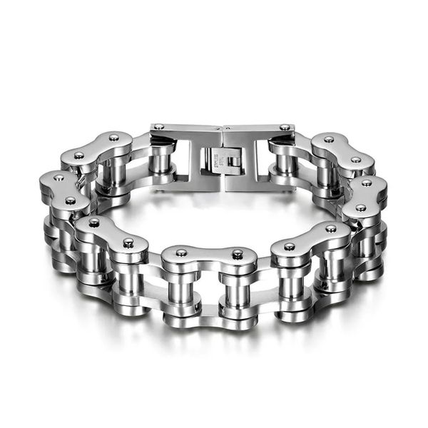 

men punk heavy pulseras titanium steel bracelets bicycle chains biker bracelet wristbands bangles trendy jewelry brace lace, Black