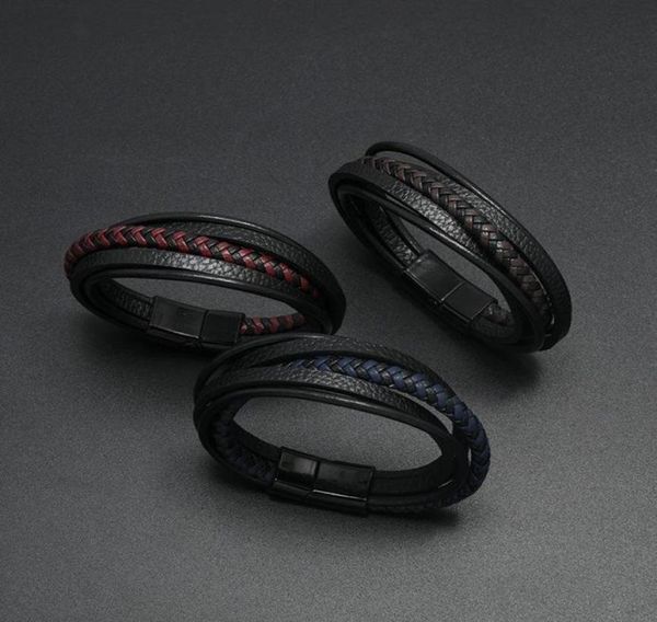 

charm bracelets unique pu leather bracelet men 205cm multi layer handmade braided braslet wrap braclet survival brazalete gift fo7687954, Golden;silver