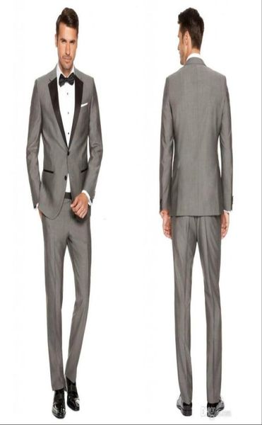 

grey mens wedding tuxedos black notch lapel groom groomsmen tuxedos popular man blazers jacket excellent 2 piece suitsjacketpant3195855, Black;gray
