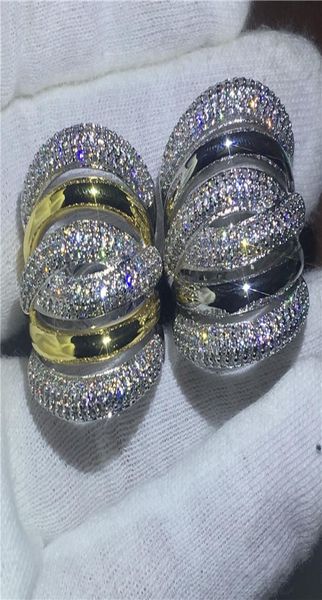 

2018 big cross ring yellow white gold filled engagement wedding band rings for women pave setting 5a zircon crystal bijoux1710786, Slivery;golden