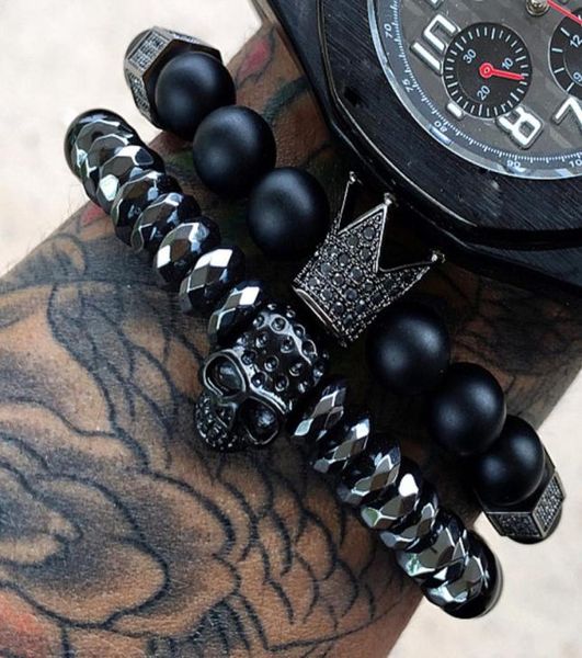 

mcllroy bracelet menskullsteelstonebeadsluxurybracelets for mens crown cz zircon man bracelet homme jewelry valentine gift c3217418, Golden;silver