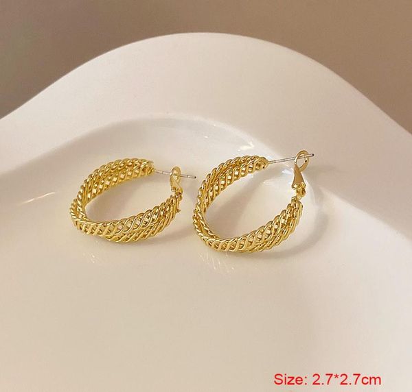 

korean vintage style gold metal large irregular geometric c shape dangle drop earrings for women girls fashion jewelry1706990, Silver