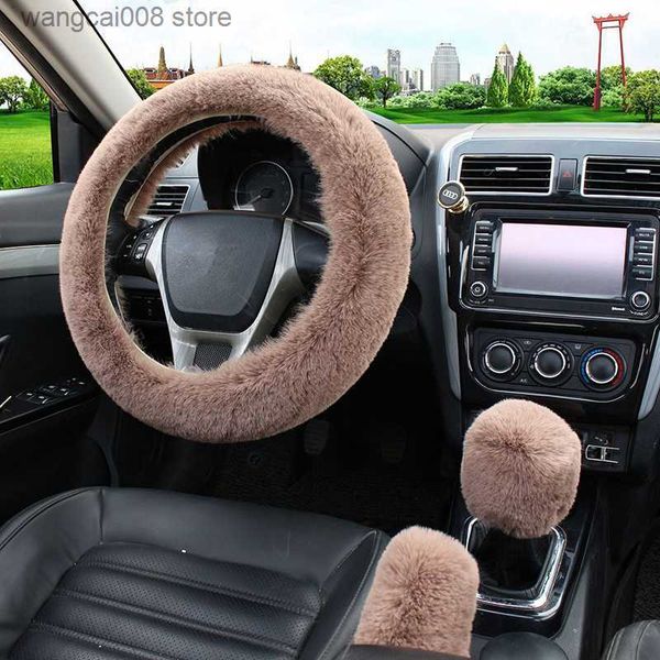 

steering wheel covers imitated rabbit fur car steering wheel cover handbrake gear shift braid winter plush steering wheel cover warm car acc