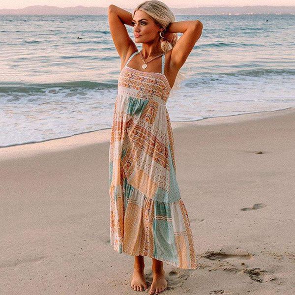 

seaside beach vacation spaghetti strap long dress summer bohemian, Black;gray