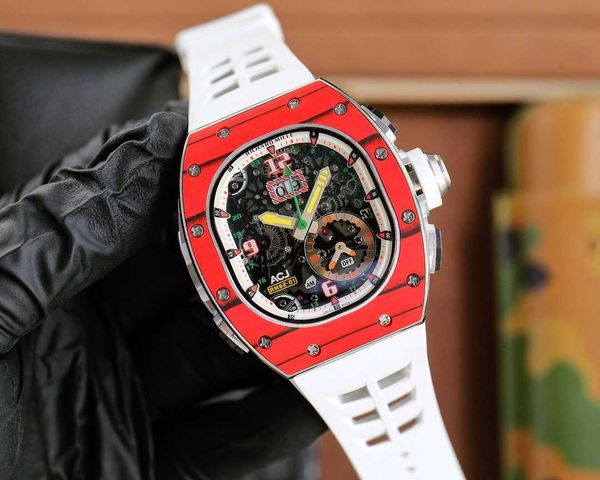 

designer fantasic men wrist watches superb rm62-01 watch 8y04 fully automatic mechanical movement sapphire mirror ntpt carbon fiber case wit, Slivery;brown