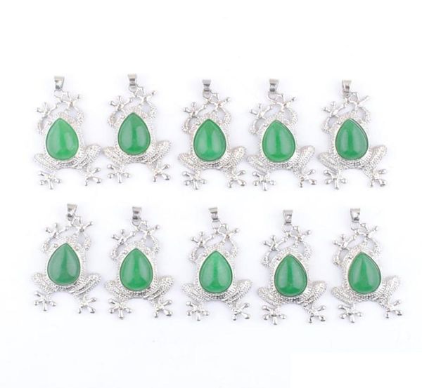 

pendant necklaces green jade natural gemstone pendants cute animal design frog shape charm fit necklaces wate drop stone be newdhb5436613, Silver