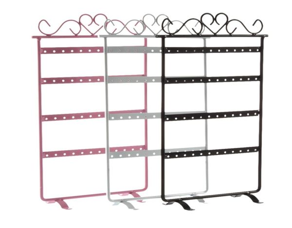

48 hole earrings ear studs display rack metal jewelry holder stand showcase pink 295160mm for retail environment1804299, Black