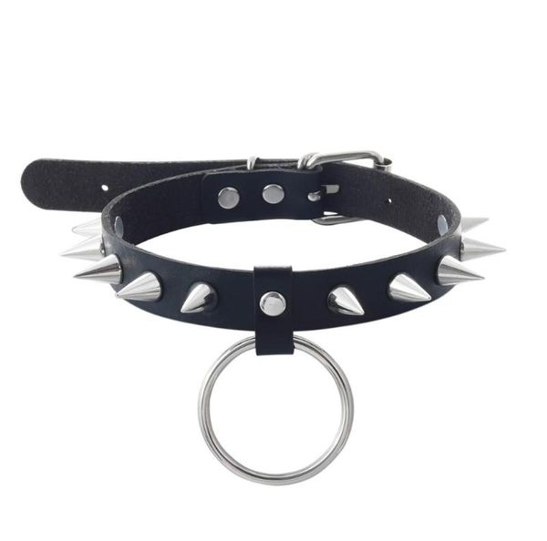 

chokers emo spike choker cool punk black faux leather collar for girls chocker goth necklace gothic accessories3168509, Golden;silver