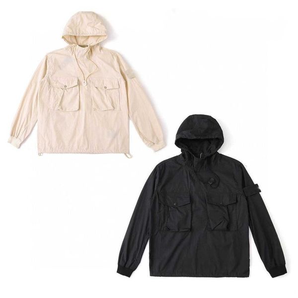 

functional pullover jacket mens hooded sweater designer hoodie men women sweatshirt nylon windproof hoodies 1:1 retro coat, Black