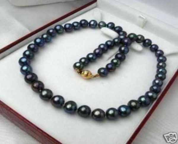 

charming new fashion 89mm black tahitian pearl necklace 18quot9114398, Silver