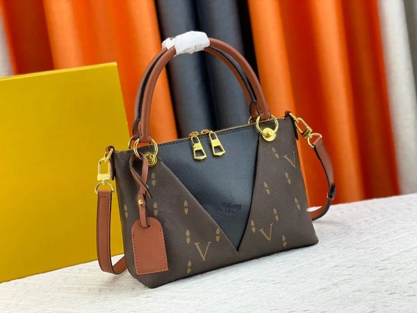 

2023 french fashion new cowhide pattern v metal accessories tote bag light luxury handheld delivery single shoulder oblique large capacity w, Black;red