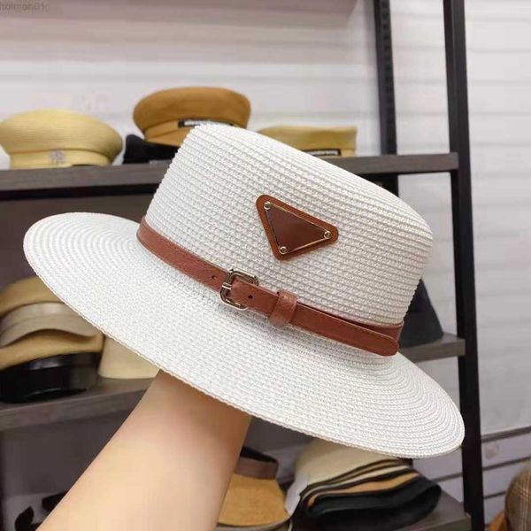 

designer straw hat luxury gentleman cap men's and women's sun hat 5252, Blue;gray