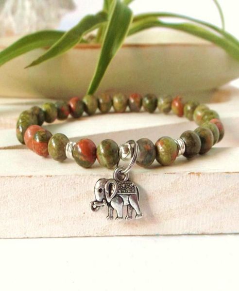 

sn0345 elephant good luck bracelet for man unakite natural stone bracelet ganesh yoga healing energy wrist mala bracelet men0394801262, Black