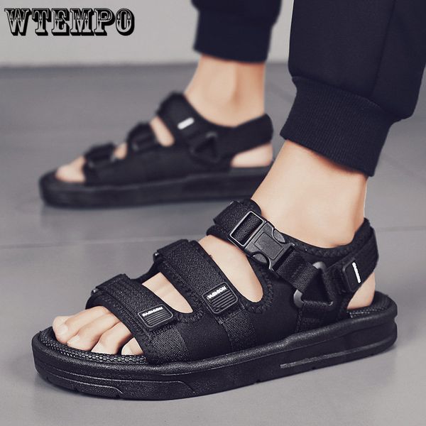 

sandals wtempo men's summer rubber platform slippers students casual korean version trend wear outside beach shoes 230718, Black