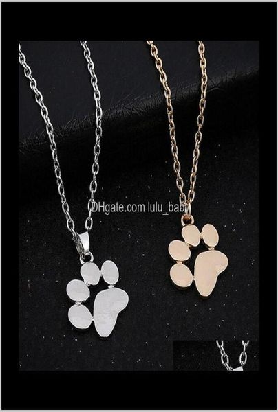 

pendant cat and dog paw print animal jewelry women necklace cute delicate statement necklaces 29mjy 5jasy4779590, Silver