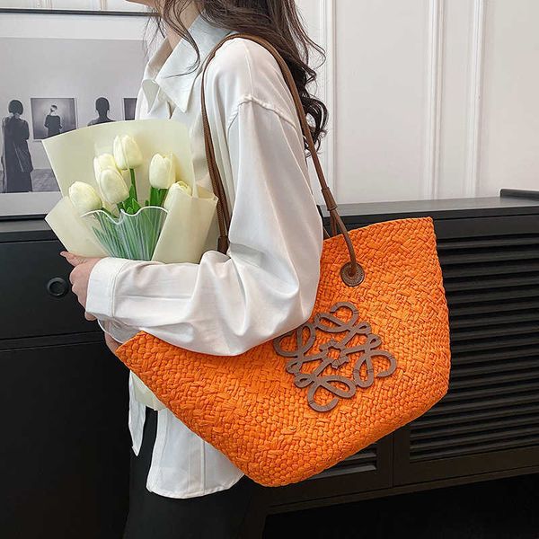 

grass summer 2023 new women's high capacity woven tote handbag beach vacation bag