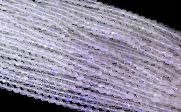 

natural genuine blue white moonstone faceted small round loose beads 24mm 155quot 054088094418, Black
