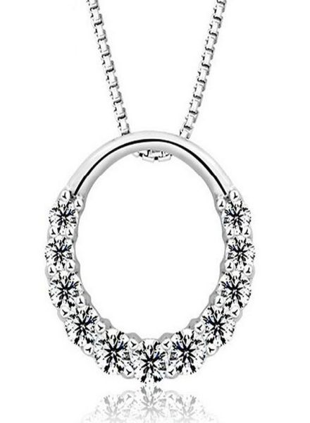 

925 sterling silver pendant necklace woman 11pcs zirconia crystal 12cm12cm round ring pendant water necklace 7672968