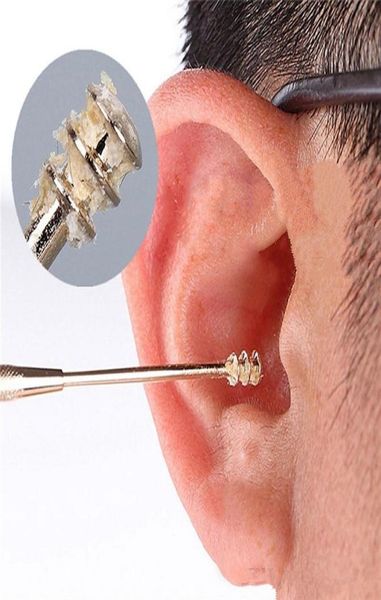 

double ended stainless steel spiral ear pick spoon multifunctional ear wax removal cleaner ear care beauty tool kit6448760