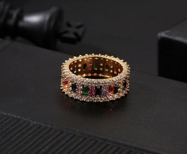

gold wedding ring women men 69 gold plated rainbow love rings micro paved 7 colors flower jewelry couple gift1932240, Golden;silver