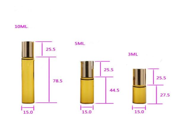 

3ml 5ml 10ml mini roll on glass bottle fragrance perfume amber brown thick glass bottles essential oil bottle steel metal roller b4162569