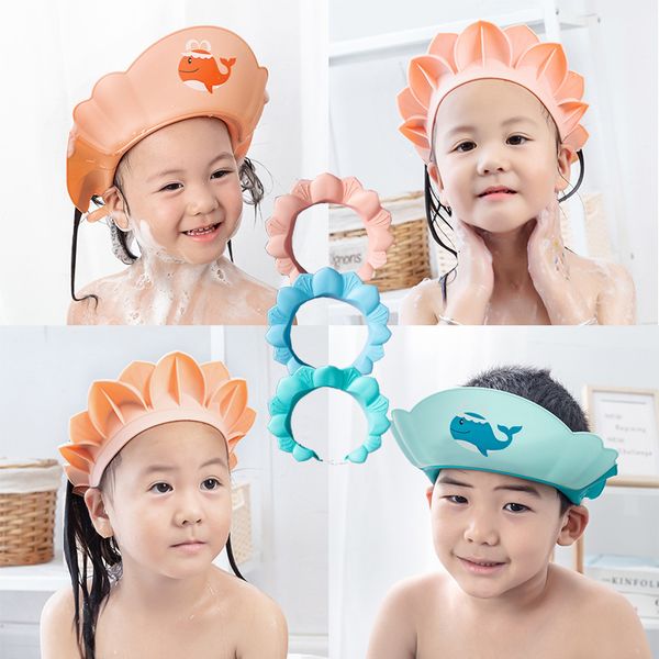 

shower caps baby shampoo cap adjustable wash hat for born kids ear protection children bath visor head cover cute shield 230718