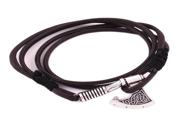 

2018 fashion silver charm leather trinket viking amulet slavic sword axe pendant shield pendant bracelet jewelry4940564, Golden;silver
