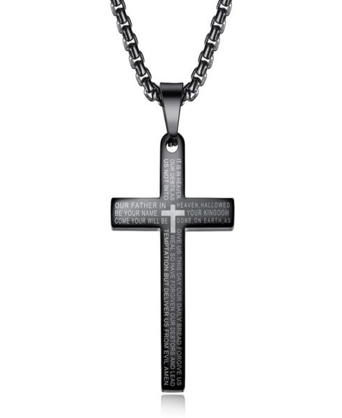 

retro cross scripture titanium women men039s fashion pendant necklace hip hop stainless steel gold black jewelry7965792, Silver