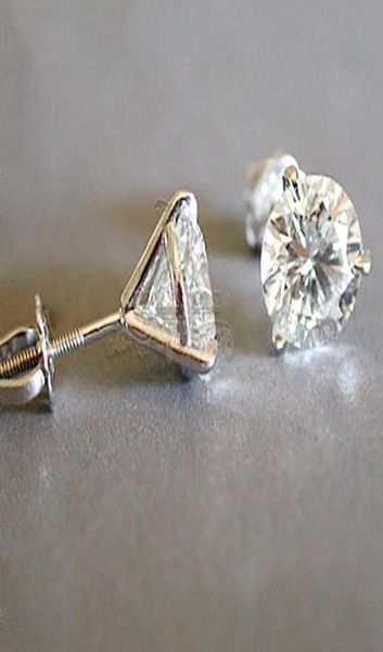 

5pair threeprong martini 1ct round diamond stud earrings silver bride wedding engagement jewelry gifts accessories1722092, Golden;silver
