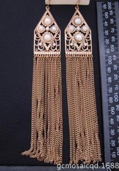 

pearl diamond hollow tassels lady039s earings 880123457549914, Silver
