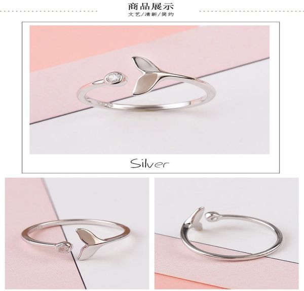 

creativity personality mermaid tears ring silver crystal opening ring fishtail fish wave tail ring beautiful jewelry accessories9880380