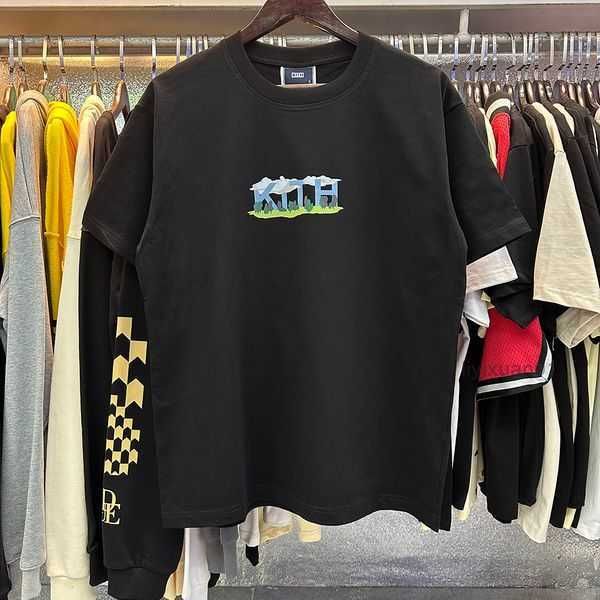 

kith t shirt mens summer designer kith men's t-shirts classic letter print tee men and women loose couple t-shirt round neck short-slee, White;black