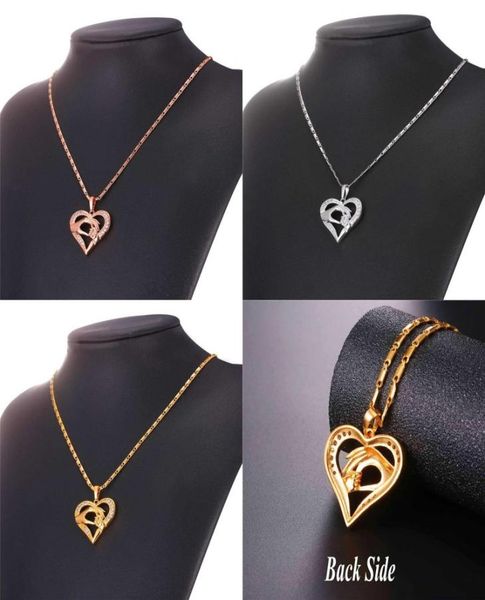 

heart shape mom loves baby hand in hand 925 sterling silver necklace zircon charm necklace pendant mother039s day gift for mo4411448