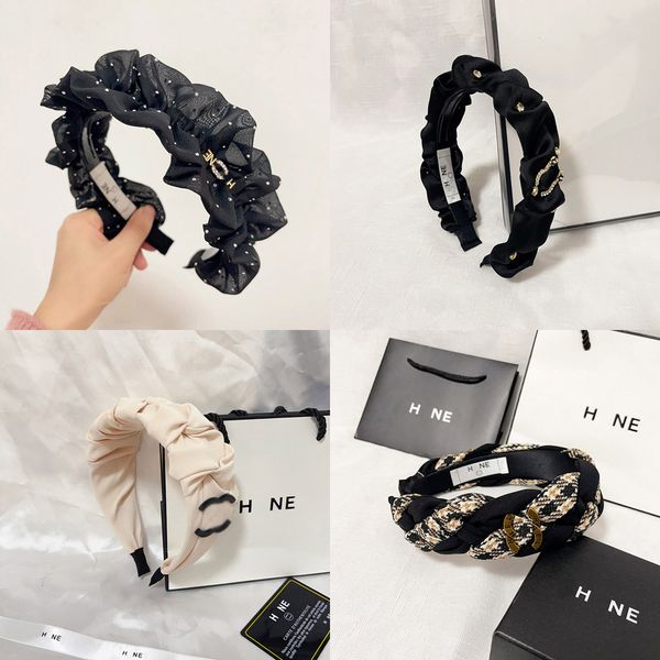 

wholesale 20styles classic style designer brand letter printing headbands for women wide-brimmed spring hairbands headwrap cloth fabric head, Black;brown