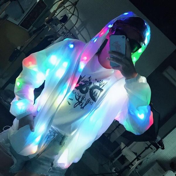 

led jacket lighting coat luminous costume creative waterproof dancing lights christmas party clothes227u, Black;red